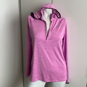 Under Armour heatgear purple long sleeve hooded t-shirt Medium
